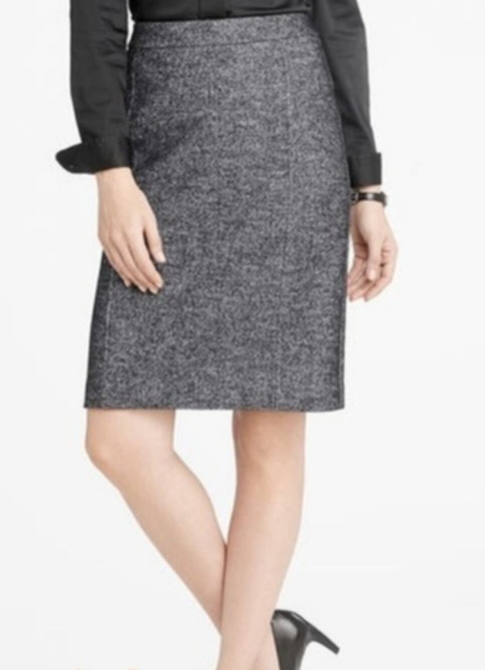 JOHNSTON & MURPHY black white herringbone wool blend pencil straight skirt